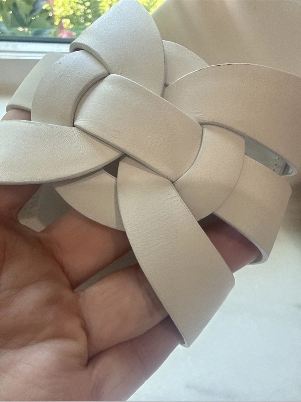 Saint Laurent YSL Tribute Sandal Flat Mules White Slides Smooth Leather 37.5 - Picture 6 of 11
